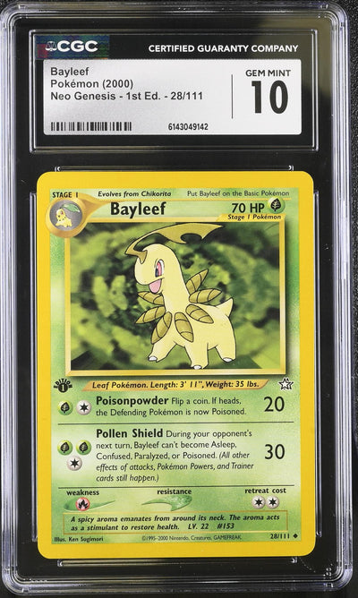 2000 Pokemon #28/111 Bayleef Neo Genesis 1st Ed. CGC 10