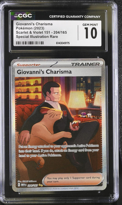 2023 Pokemon #204/165 Giovanni's Charisma Scarlet & Violet 151 CGC 10