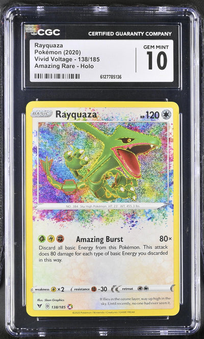 2020 Pokemon #138/185 Rayquaza Vivid Voltage CGC 10