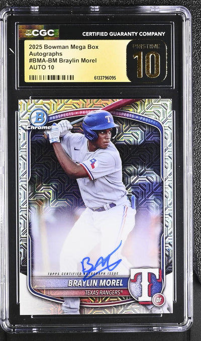 2025 Bowman Chrome #BMA-BM Braylin Morel Mega Box Autographs Auto CGC 10