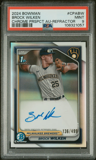 2024 Bowman Chrome Prospect Autograph Refractor Brock Wilken #CPABW /499 PSA 9