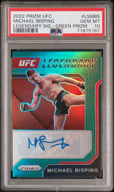 2022 Panini Prizm UFC Legendary Signatures Green Prizm Michael Bisping #LSMBS PSA 10