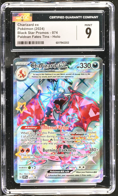 2024 Pokemon #SVP EN 074 Charizard ex Paldean Fates Tins - Holo CGC 9