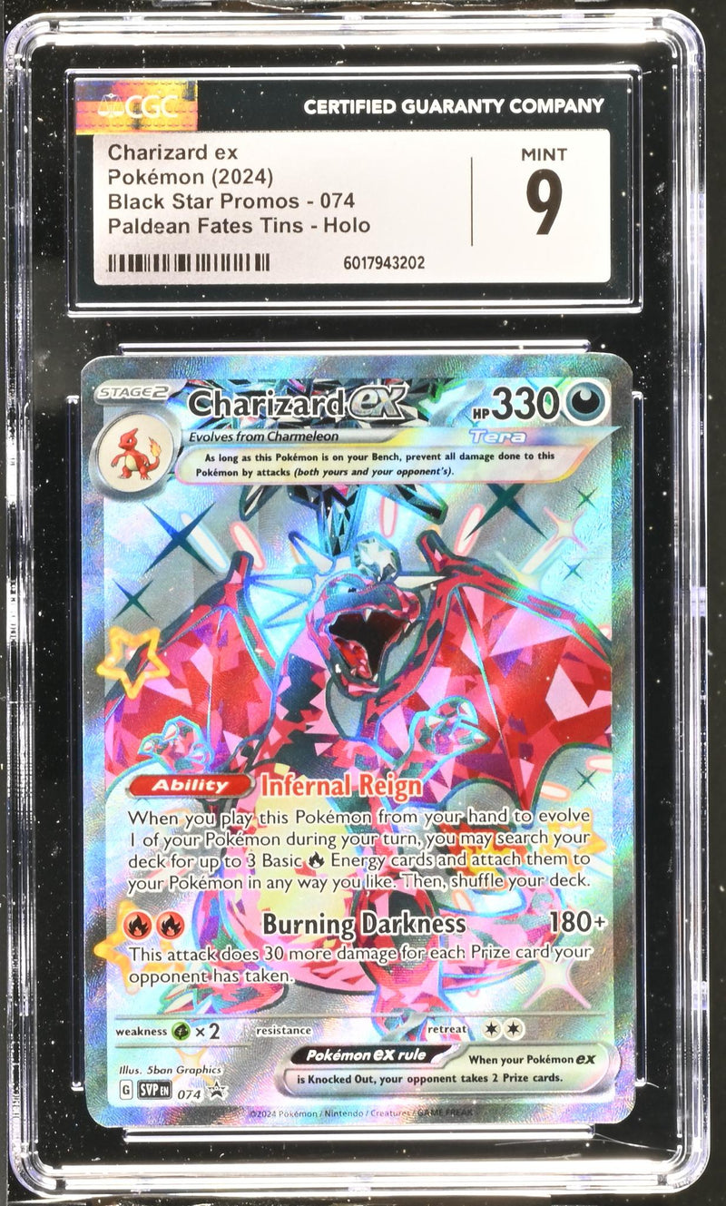 2024 Pokemon #SVP EN 074 Charizard ex Paldean Fates Tins - Holo CGC 9