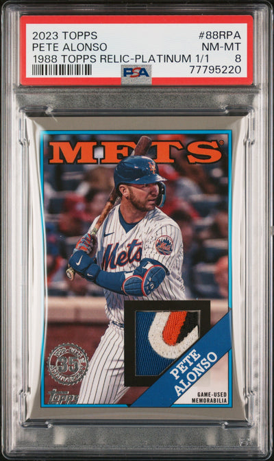 2023 Topps 1988 Topps Baseball Relics Series 2-Platinum 1/1 Pete Alonso #88RPA PSA 8