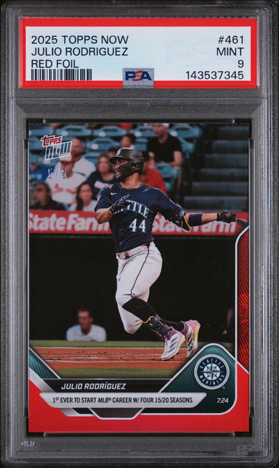 2025 Topps Now Red Foil Julio Rodriguez #461 5/5 PSA 9