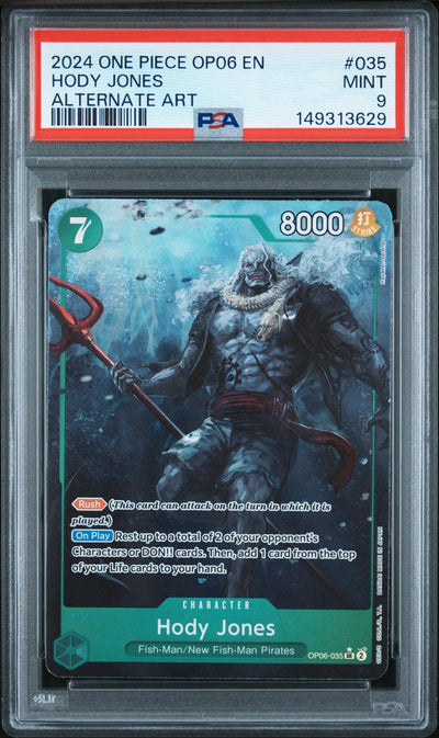 2024 Wings of the Captain (Op-06) English (Borderless) Alt Art Hody Jones #OP06-035 PSA 9