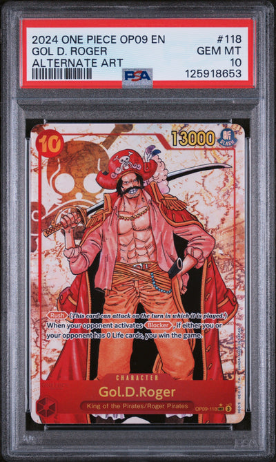 2024 One Piece Emperors In the New World Alternate Art Gol D. Roger #OP09-118 PSA 10
