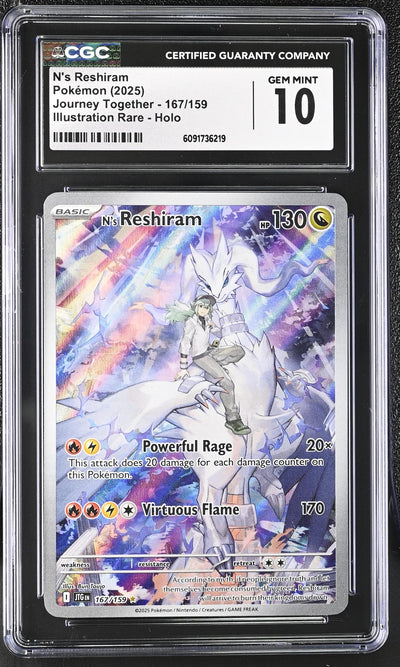 2025 Pokemon #167/159 N's Reshiram Journey Together CGC 10