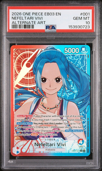 2026 One Piece Card Game Heroines Edition Alternate Art Nefeltari Vivi #EB03001 PSA 10