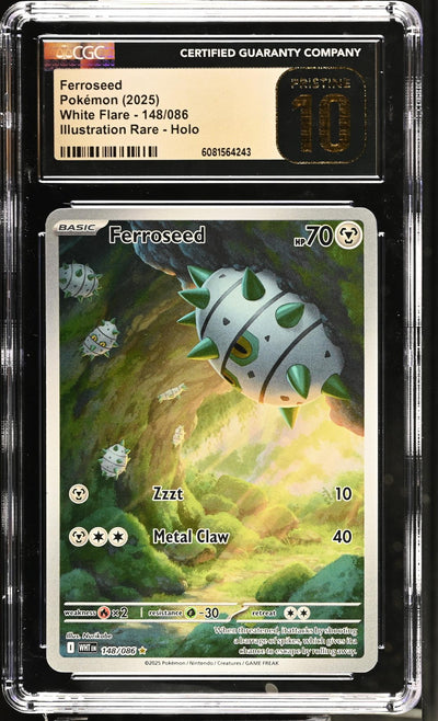 2025 Pokemon #148/086 Ferroseed White Flare CGC 10