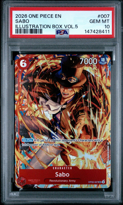 2026 One Piece Promo Illustration Box Volume 5 Sabo #OP05007 PSA 10