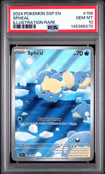 2024 Pokemon Scarlet and Violet Surging Sparks Illustration Rare Spheal #199 PSA 10