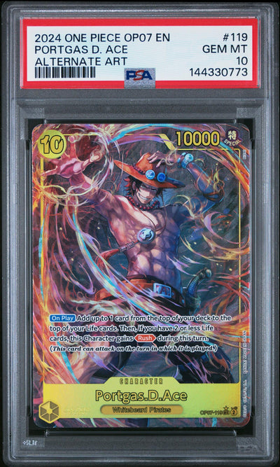 2024 One Piece 500 Years In the Future Alternate Art Portgas D. Ace #119 PSA 10
