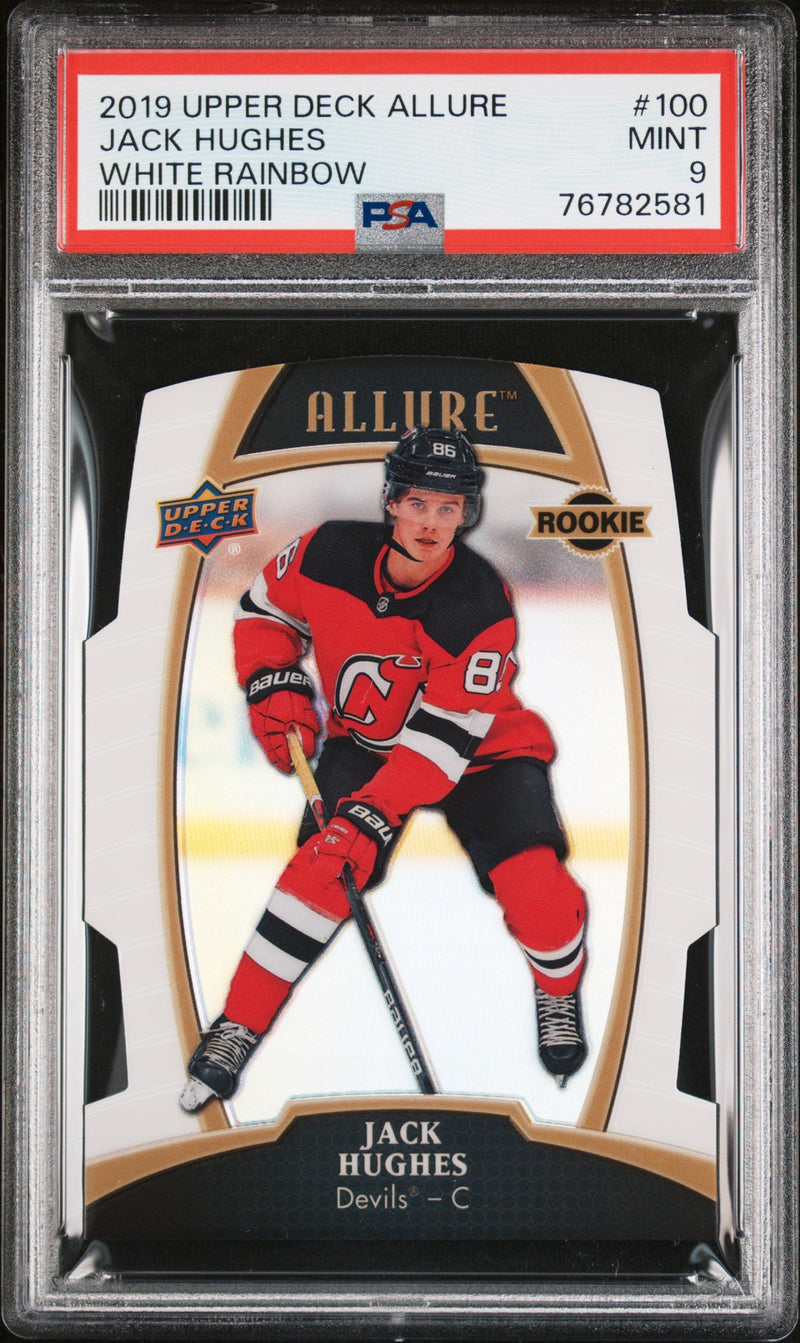 2019 Upper Deck Allure White Rainbow Jack Hughes #100 PSA 9