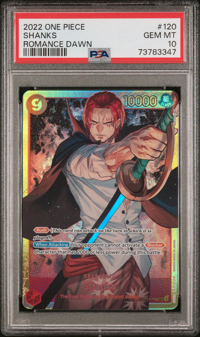 2022 One Piece Romance Dawn Shanks #OP01120 PSA 10