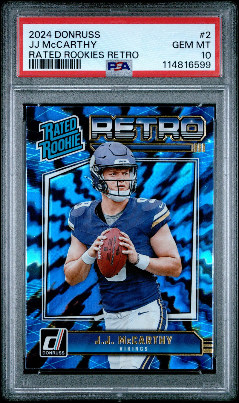 2024 Donruss Rated Rookie Retro JJ Mccarthy #2 PSA 10