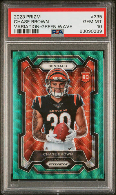 2023 Panini Prizm Variation-Green Wave Chase Brown #335 PSA 10
