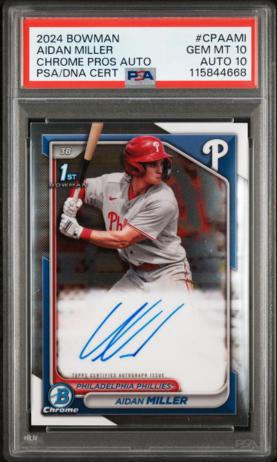 2024 Bowman Chrome Prospect Autograph Aidan Miller #CPA-AMI PSA 10