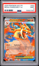 2026 Ascended Heroes - Asc En - English Holo Mega Charizard Y Ex #022 PSA 9