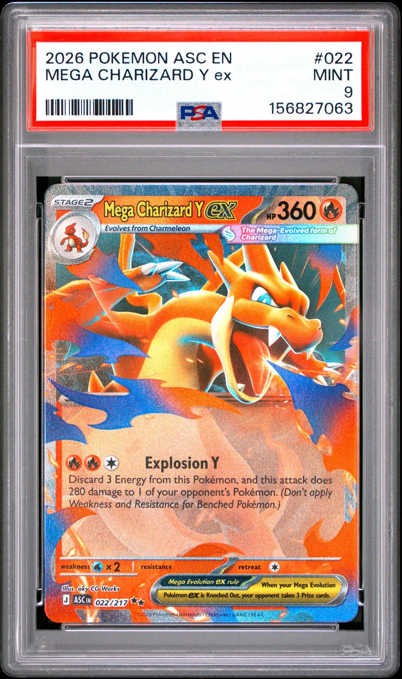 2026 Ascended Heroes - Asc En - English Holo Mega Charizard Y Ex #022 PSA 9