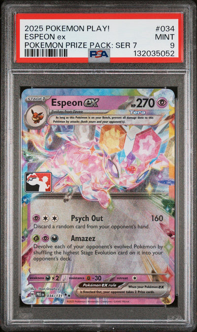 2025 Pokemon Play! Pokemon Prize Pack Series 7 Espeon Ex #034 PSA 9