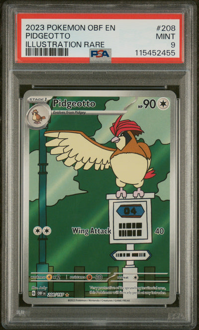 2023 Pokemon Scarlet and Violet Obsidian Flames Illustration Rare Pidgeotto #208 PSA 9