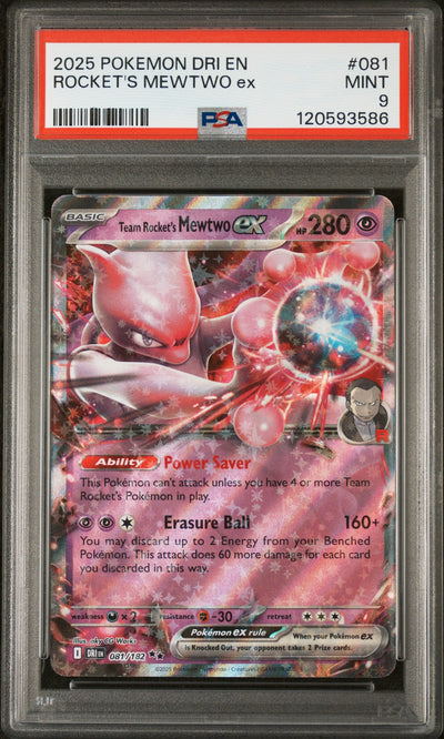 2025 Pokemon Scarlet and Violet Destined Rivals Team Rocket's Mewtwo Ex #081 PSA 9