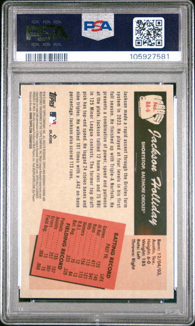 2024 Bowman 1955 Anime Jackson Holliday #BA-6 PSA 10