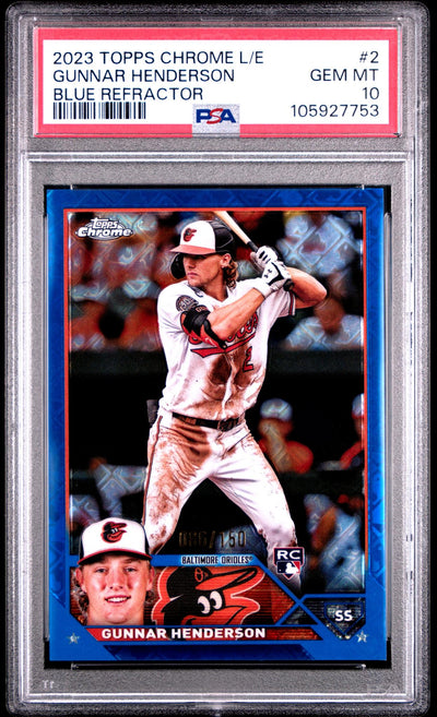 2023 Topps Chrome Logofractor Blue Refractor Gunnar Henderson #2 /150 PSA 10