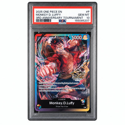 2025 One Piece Tournament Promo 3rd Anniversary 3 Brothers Pack Leader Monkey D. Luffy #P PSA 10