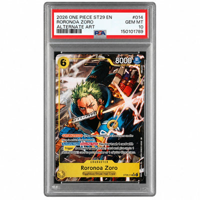 2026 One Piece Starter Deck St29 Egghead Alternate Art Roronoa Zoro #014 PSA 10