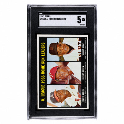1967 Topps #244 Willie Mays Richie Allen Hank Aaron Home Run Leaders SGC 5