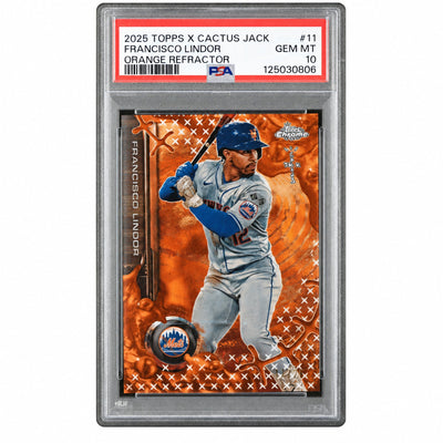 2025 Topps Chrome X Cactus Jack Orange Refractor Francisco Lindor #11 PSA 10
