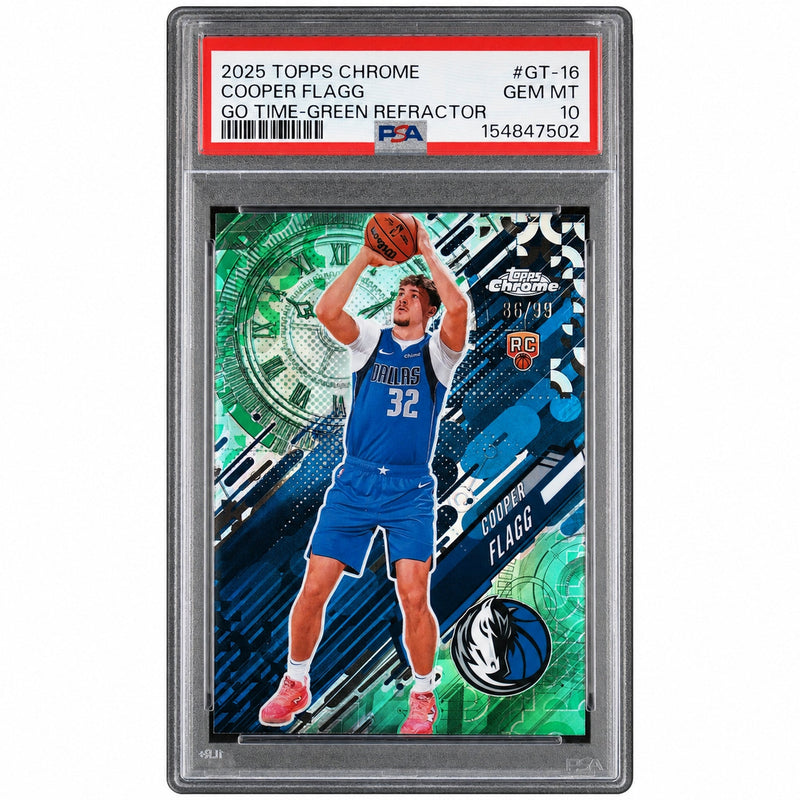 2025 Topps Chrome Go Time Green Refractor Cooper Flagg #GT-16 /99 PSA 10