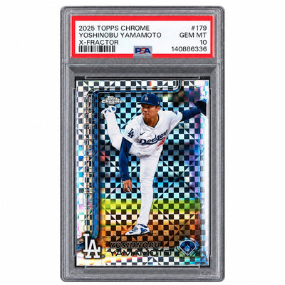 2025 Topps Chrome Xfractor Yoshinobu Yamamoto #179 PSA 10