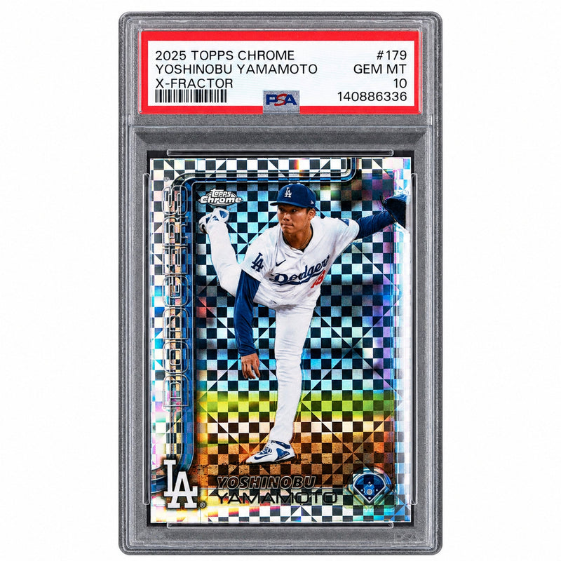2025 Topps Chrome Xfractor Yoshinobu Yamamoto #179 PSA 10