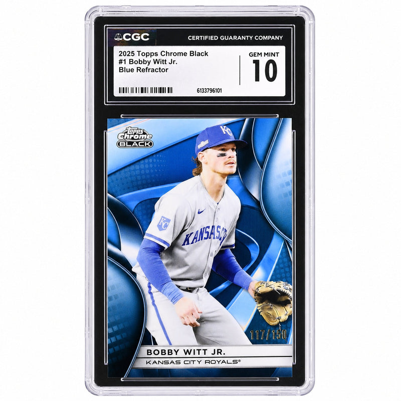 2025 Topps Chrome Black #1 Bobby Witt Jr. Blue Refractor /150 CGC 10