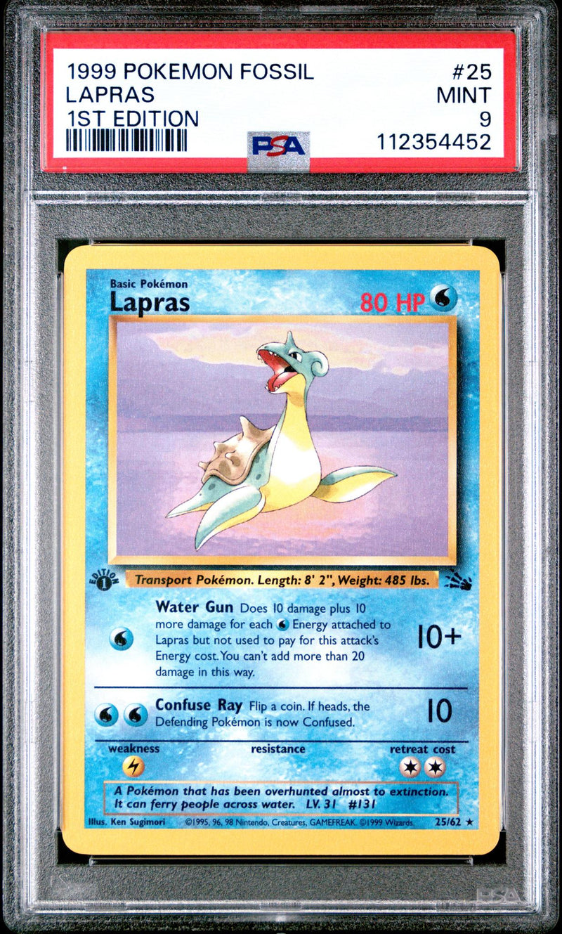 1999 Pokemon Fossil 1st Edition Lapras #25 PSA 9