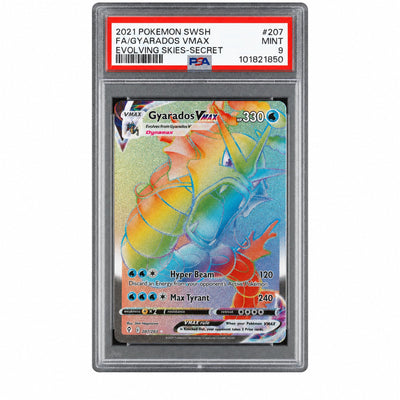 2021 Pokemon Sword and Shield Evolving Skies Secret Rare Gyarados Vmax #207 /203 PSA 9