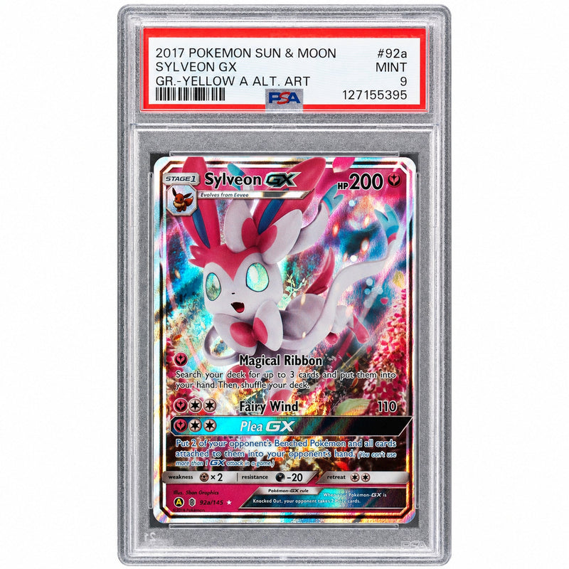2018 Guardians Rising English Alt. Art Evolution Celebration Tins Sylveon Gx #92a PSA 9