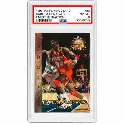 1996 Topps Stars Finest Refractor Hakeem Olajuwon #83 PSA 8