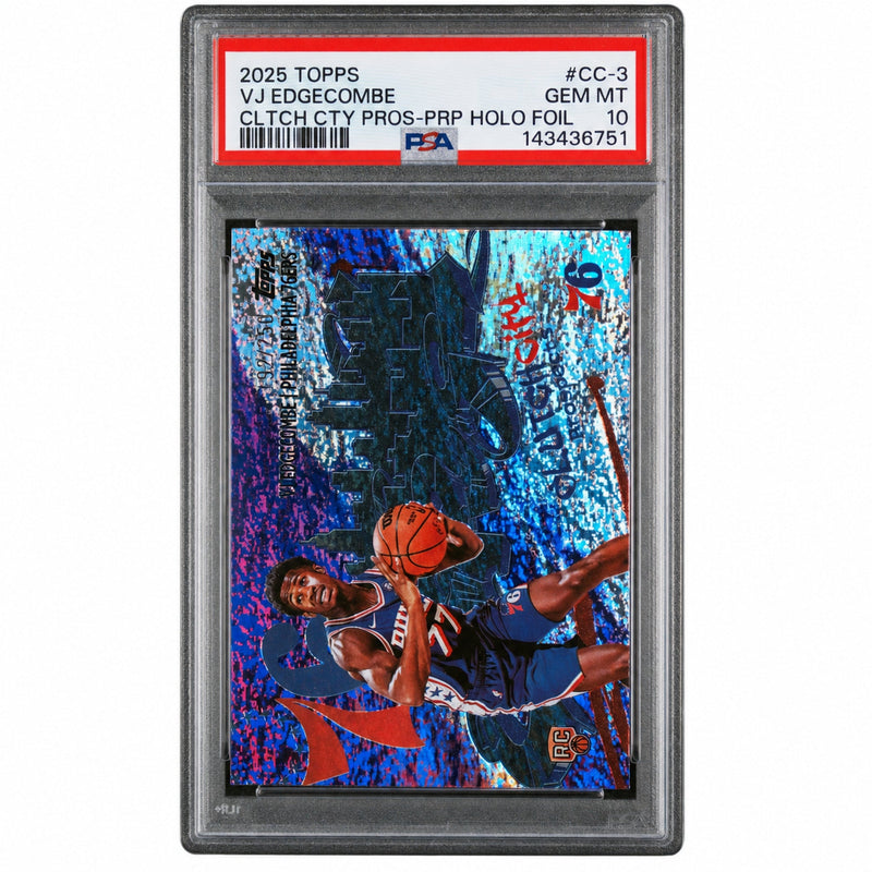 2025 Topps Clutch City Prospects Purple Holo Foil Vj Edgecombe #CC-3 /30 PSA 10