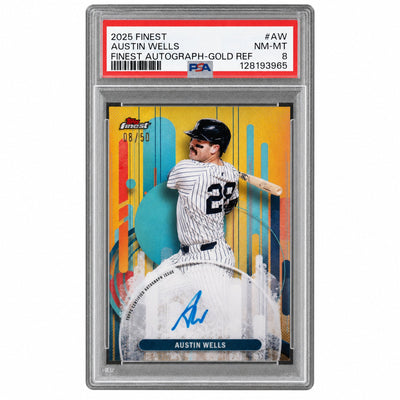 2025 Topps Finest Finest Autographs Gold Refractor Austin Wells #AW /50 PSA 8