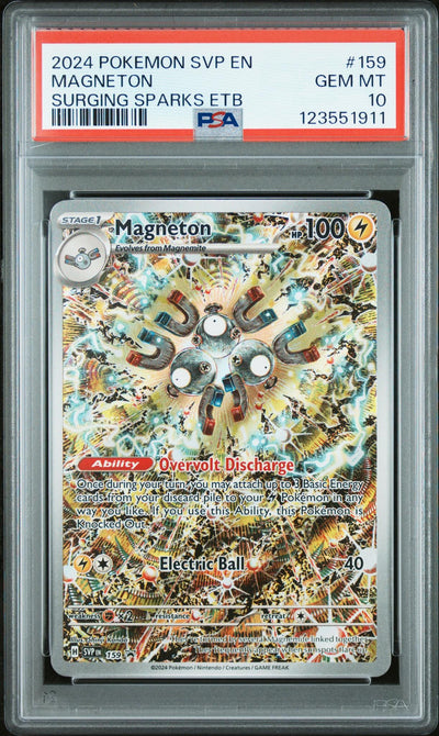 2024 Pokemon Scarlet and Violet Black Star Promo Surging Sparks Elite Trainer Box Magneton #159 PSA 10