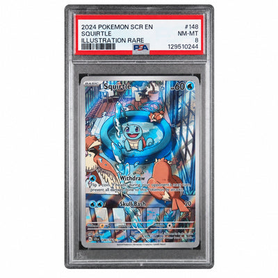 2024 Pokemon Scarlet and Violet Stellar Crown Illustration Rare Squirtle #148 PSA 8