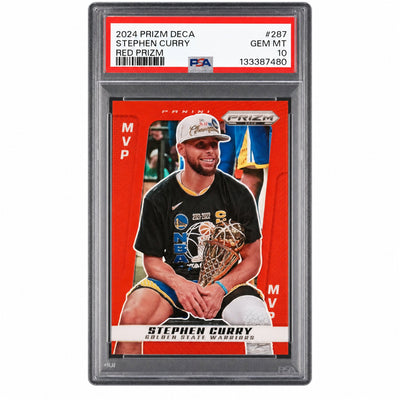 2024 Panini Prizm Deca MVP Red Prizm Stephen Curry #287 /199 PSA 10