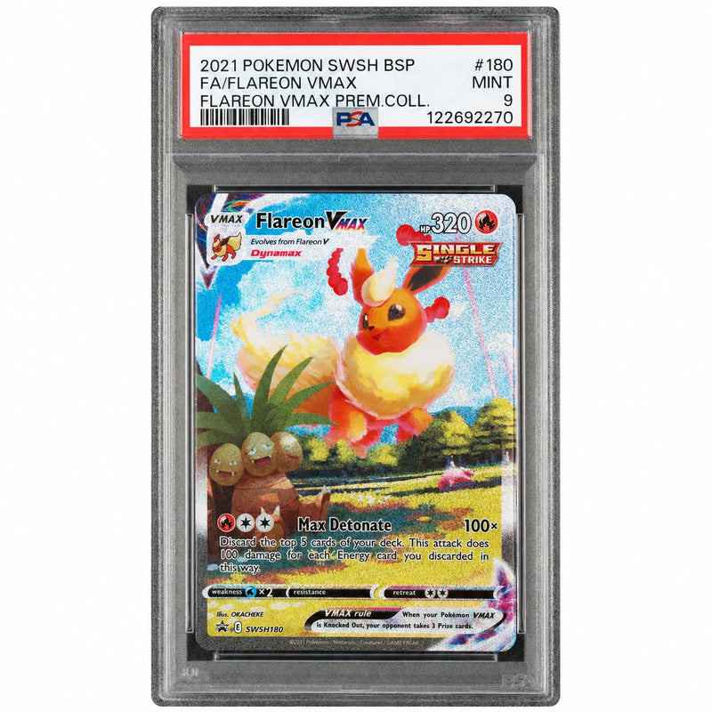 2021 Pokemon Sword and Shield Black Star Promo Premium Collection Flareon Vmax #SWSH180 PSA 9