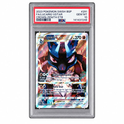2023 Pokemon Sword and Shield Black Star Promo Crown Zenith Elite Trainer Box Lucario Vstar #291 PSA 10