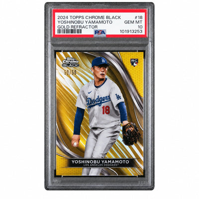2024 Topps Chrome Black Gold Refractor Yoshinobu Yamamoto #18 /50 50/50 PSA 10